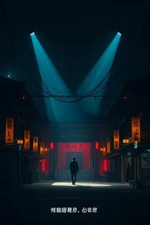 《暗河渡口》竖版海报，夜色中一艘渡船缓缓靠岸