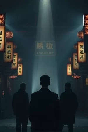 《长夜灯下行》竖版海报，深夜巷口一盏昏黄路灯